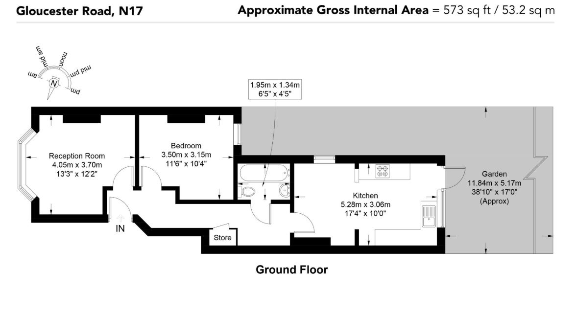 1-bedroom ground-floor flat